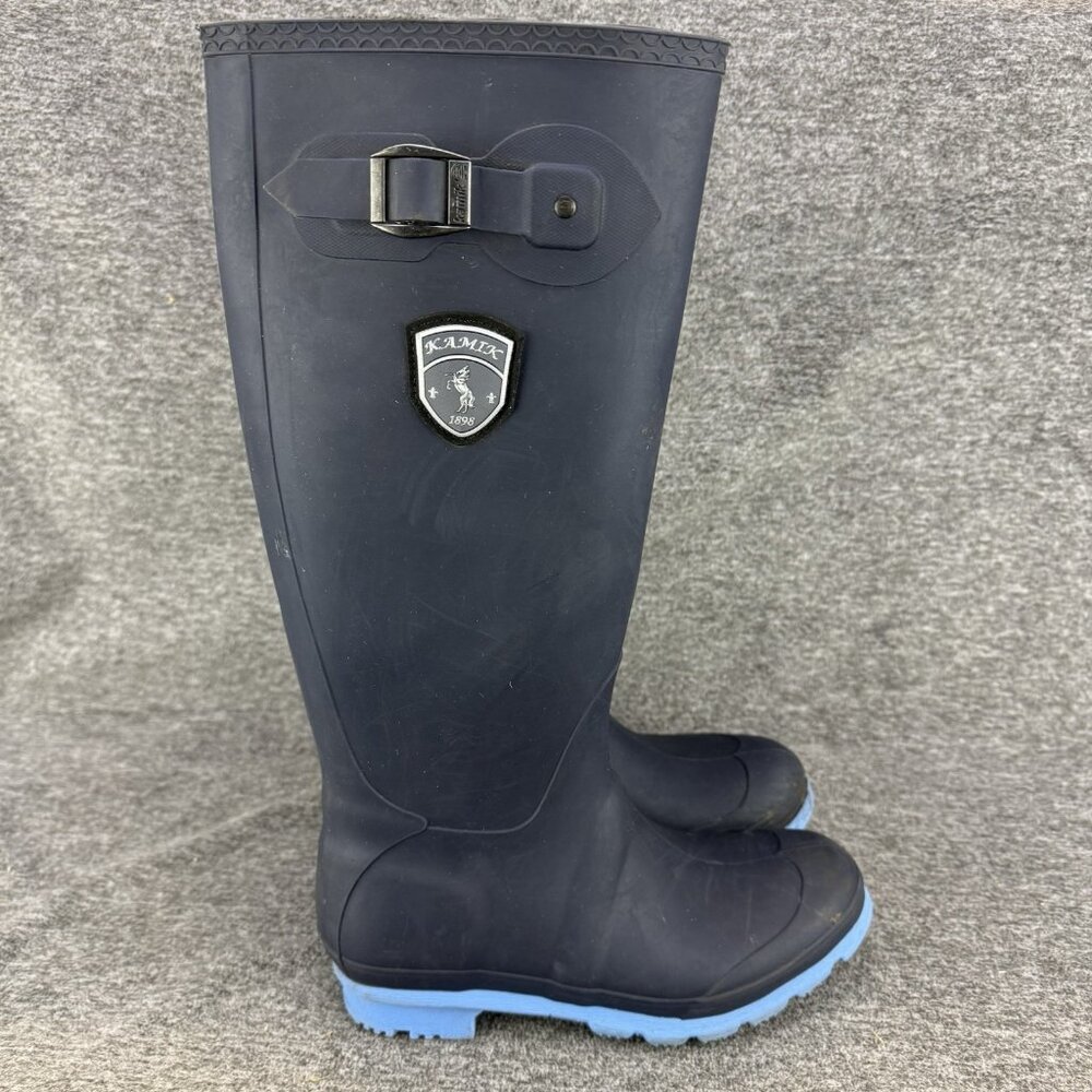 ✅Kamik Rain Boots Womens 7 Jennifer Tall Rubber Waterproof Black Blue Mud/Garden - Picture 5 of 9